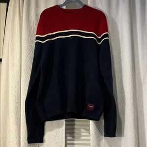 Abercrombie & Fitch Vintage Navy and Red Crewneck Sweater A/92 Large
